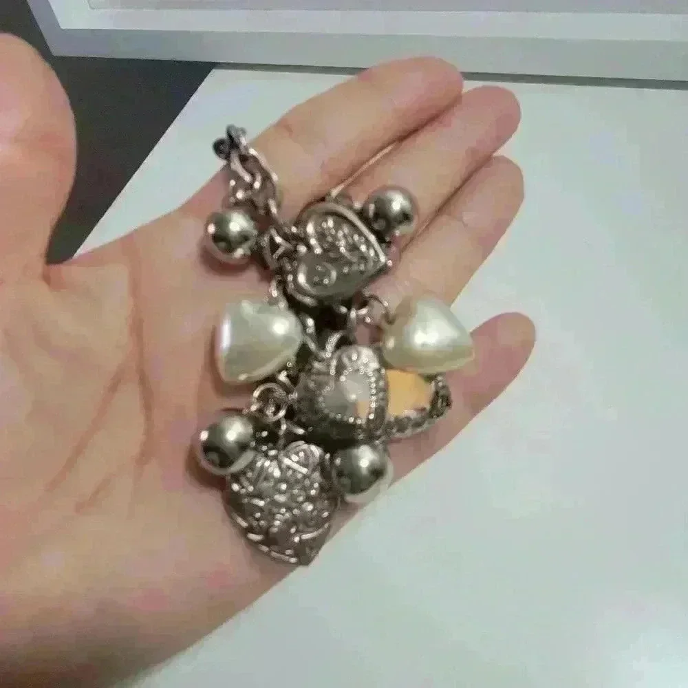 Heart Charm Bracelet Gift for Her, Heart Jewelry, Silver Bracelet Silver Heart